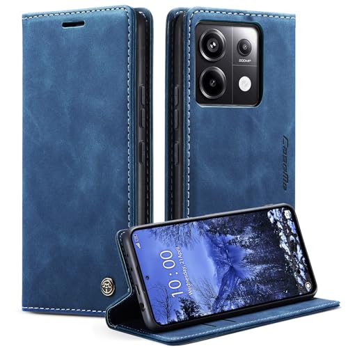Azororo Handyhülle für Xiaomi Redmi Note 13 Pro 5G Hülle Premium Lederhülle Flip Case Magnet Tascher Kartenfach Standfunktion Klapphülle Schutzhülle für Redmi Note 13 Pro 5G Blau