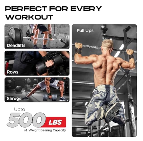 Image of WYOX Weight Lifting Hooks for Men & Women - Heavy Duty Gym Hooks with 8mm Padded Wrist Support Grips to Lift Heavier, Reduce Grip Fatigue & Improve Performance for Deadlifts, Pull Ups & Rows, Pair of 2