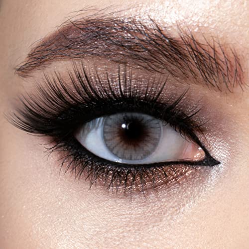 Elizzm Lunar Rock (Gris clair) - Lentilles couleur discrètes d'aspect naturel et sans correction - Lentilles de couleur de 1 mois