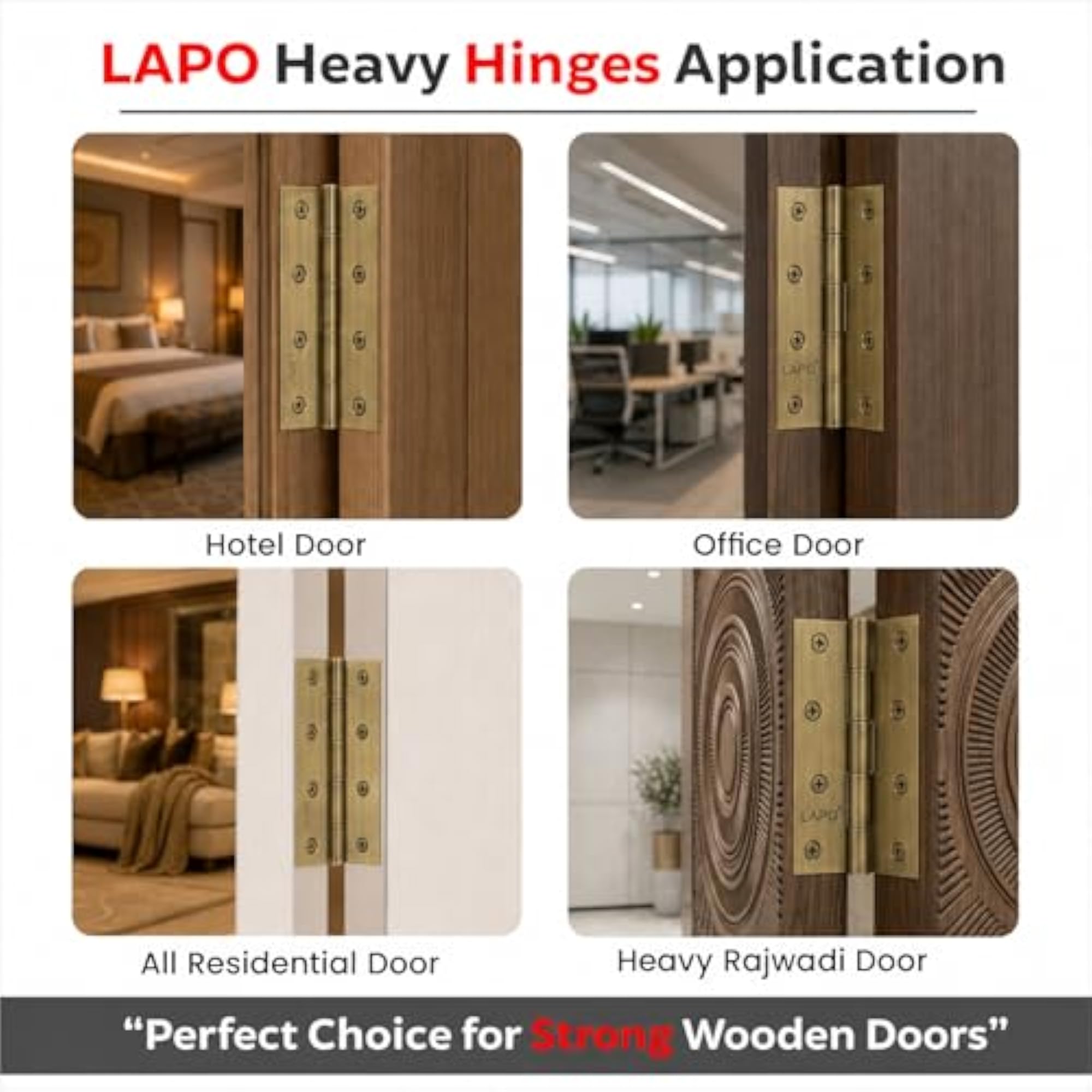 Door Butt Hinges Heavy-Duty Hinges for Wooden Doors