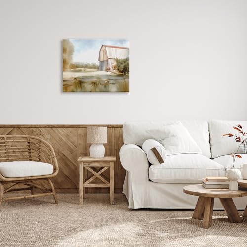 Image of Stupell Industries Barn in Rural Farmland Canvas Wall Art by Amy Hall | Stupell Industries | 30 x 24 Inches, Easy to Hang and Sturdy, Made in USA, by Amy Hall
