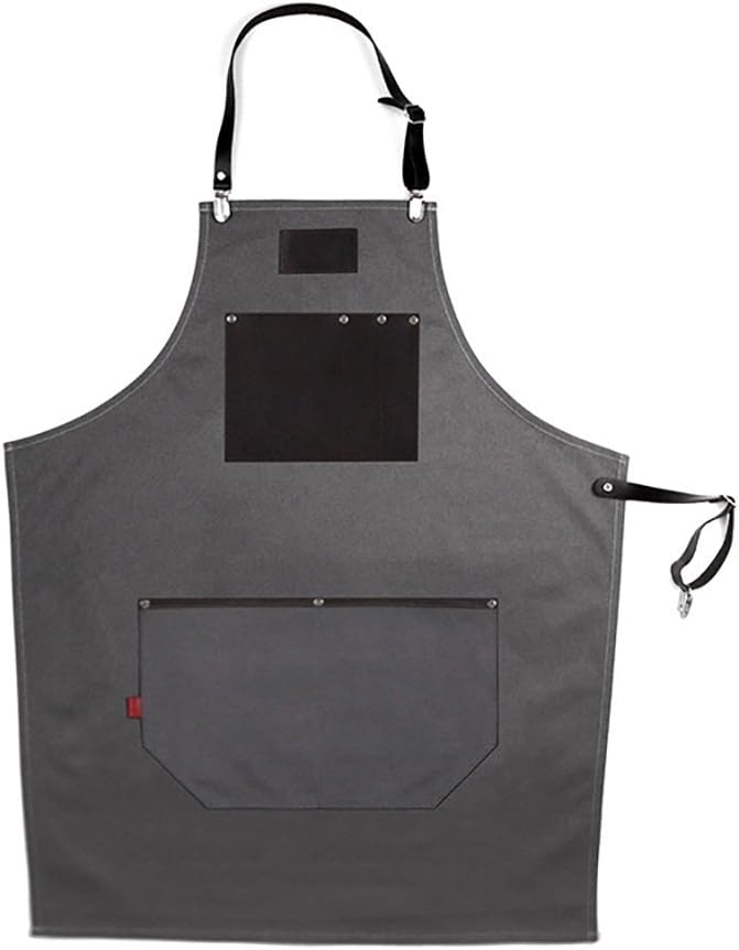 Canvas Apron With Utility Leather Pockets Up to L size Apron for Woodworkers Tattoo Hairdresser Butchers