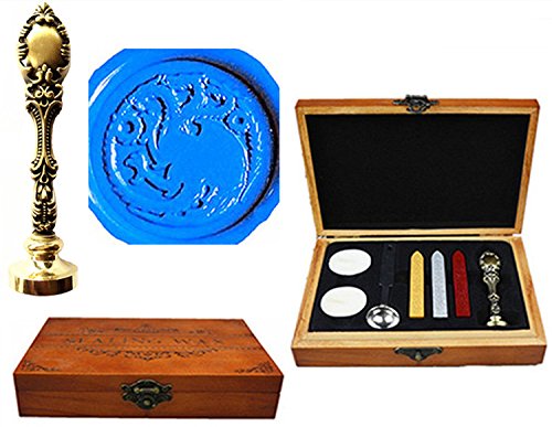Coffret sceau à cire paon en bronze et bois de luxe pour vos invitations