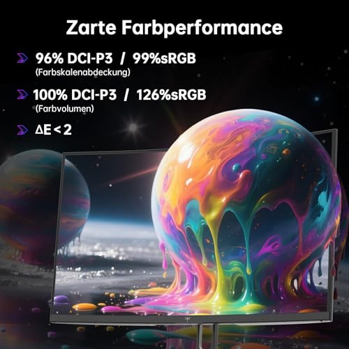 KTC Curved Gaming Monitor 32 Zoll | QHD@185Hz (OC) | 1ms Reaktionszeit | HVA Panel, 1500R Krümmung | 96% DCI-P3, 99% sRGB, 1,07 Mrd. Farben | HDR10 | VESA 100×100mm | Low Blue Light, Flicker-Free | H3 – Bild 6