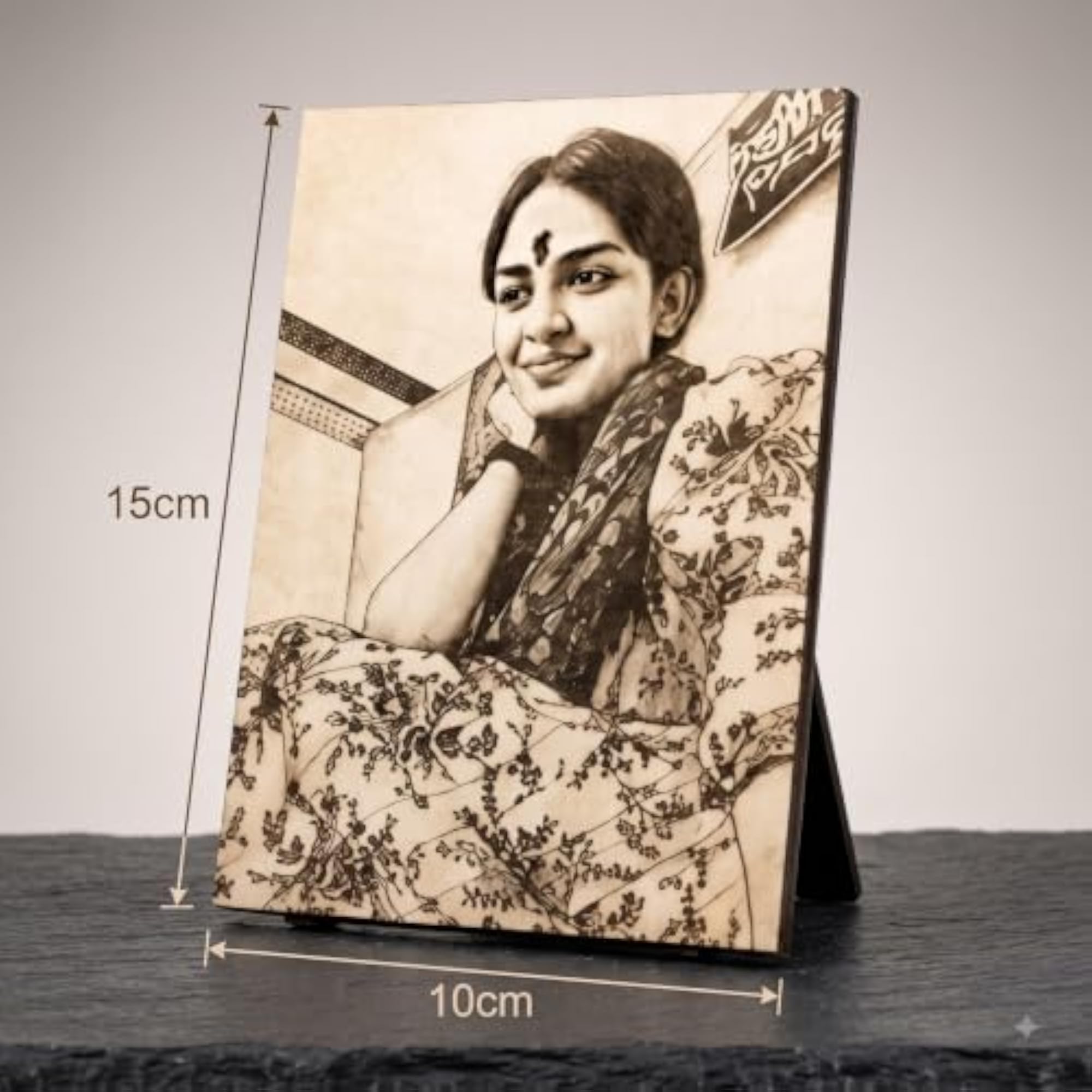 Personalized Wooden Photo Frame with Stand, Custom Engraved