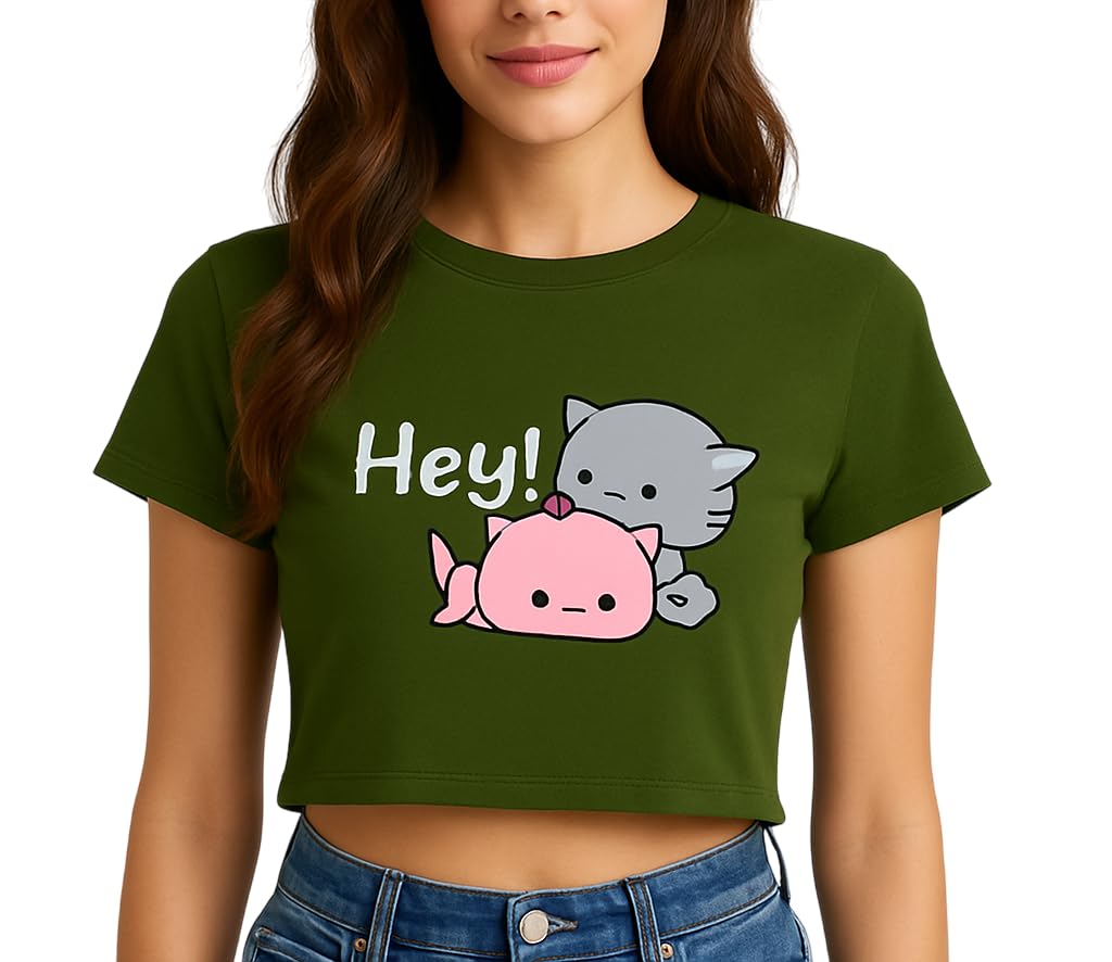 FASHIONCARNIVE Women's Trendy Graphic Print Cotton Blend Round Neck Crop Top, Short Sleeve Regular fit-picture-52