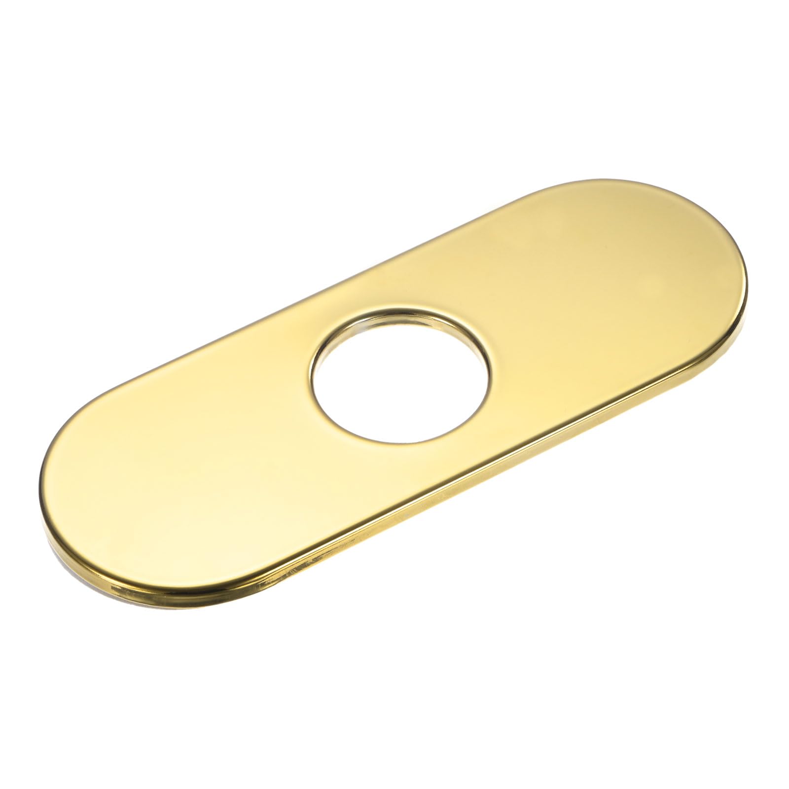 M METERXITY Faucet Deck Plate, 6 Inch 304 Stainless Steel Oval Hole Cover Escutcheon Deck Plate for Bathroom/Kitchen Sink [Bright Gold]