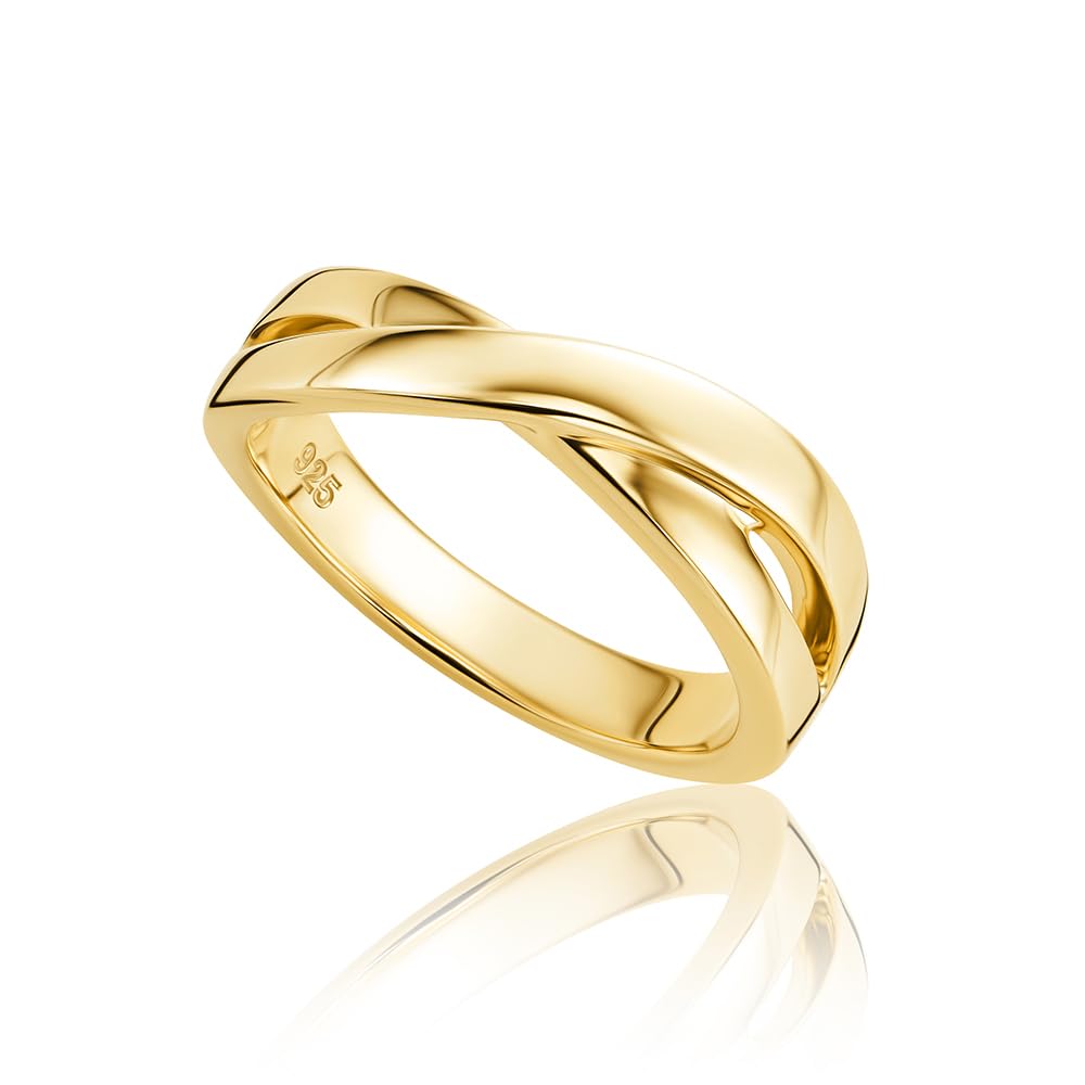 OROVI Ring Silber 925 Damen, 18K Vergoldet, Wickelring, Silberring, Damenring Gekreuzt, Ring Damen, Ringe Silber, Hypoallergener Schmuck, inkl. Edler Schmuckbox