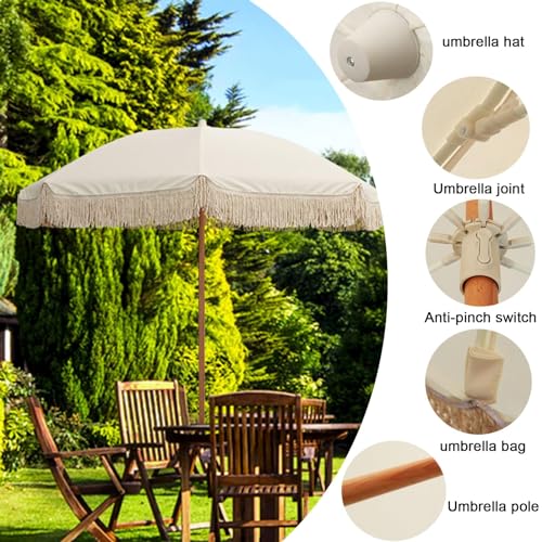 Sombrilla de exterior para jardín con borlas exclusivas y alta protección UV solar 3