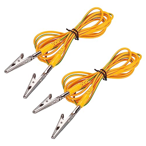 Image of MECCANIXITY ESD Grounding Cable Cord with Alligator Clip 1.8m /71 inch Long Yellow Anti-Static Ground Wire Cable Clip for Eliminate Conductor Electrostatic, Pack of 2