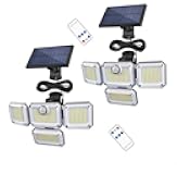 Generic Solar Outdoor Lights 3500LM 333 LED Security Lights with Remote Control,4 Heads Motion Sensor Lights, IP65 Waterproof,320° Wide Angle Flood Wall Lights with 3 Modes(2 Packs), Black