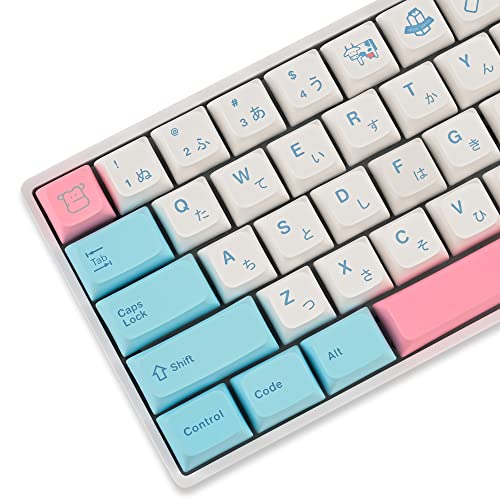 Image of Owpkeenthy WHYSP PBT XDA Japanese Keycaps 136 Keys Dye-sub Cute Keycaps Set for 61 64 68 87 104 108 Mechanical Gaming Keyboard Keycaps Cherry MX Switches(Milk Cover)