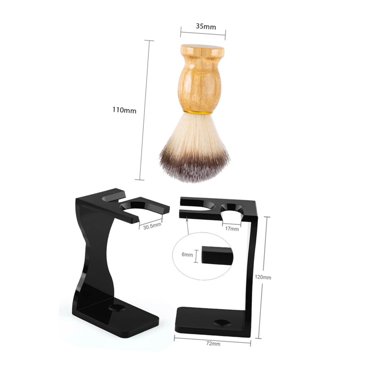 Beavorty Stainless Steel Acrylic Wood Shaving Brush Set for Men 3pc Shaving Bowl Kit Shaving Must Have Beard Brush Supply