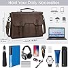 NEWHEY Laptop Bag 15.6 Inch Messenger Bag Mens Briefcase Waterproof Leather Satchel Computer Shoulder Bag Vintage Large Work Bag for Office Business School Coffee #2