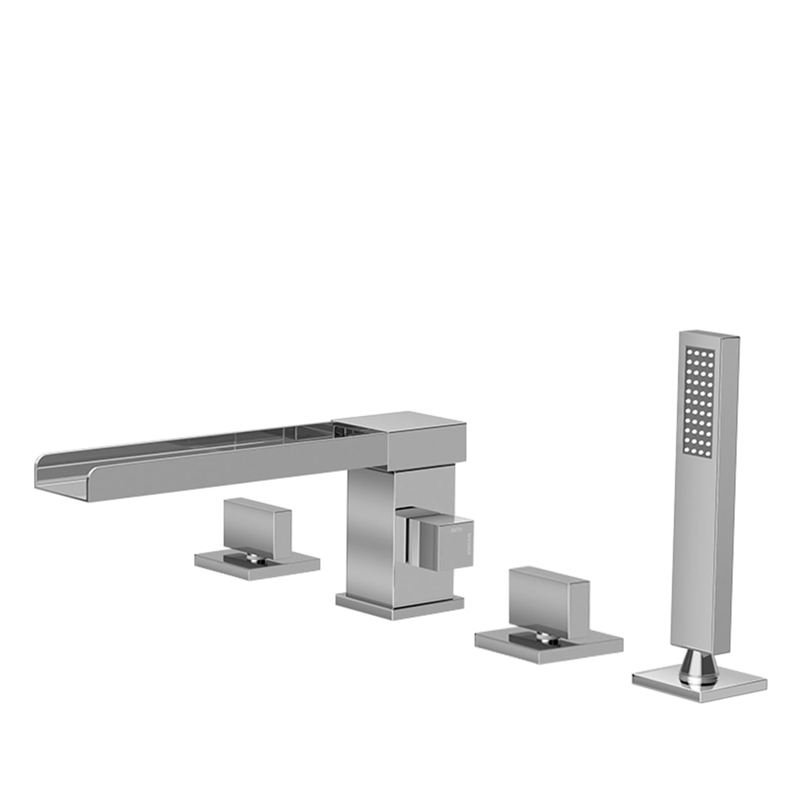 SnamicE 4 Hole Bath Shower Mixer Tap Black Waterfall Bath Shower Mixer Taps + Shower Kit Bathroom Tub Tap,Chrome