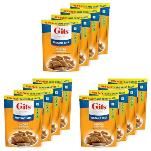 Image of Gits Instant Dhoka Snack Mix, Makes 24 Pieces, Pure Veg, Indian Snack Mix, 800g (Pack of 12, 200g Each)