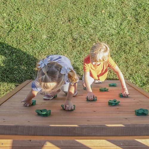Backyard Discovery Endeavor All Cedar Wood Swing Set Playset for Backyard with Large Clubhouse Wave Slide Rope Ladder Rock Climbing Wall Wave Slide 2 Belt Swings and 1 Web Swing Gift for Ages 3-10 - image 7