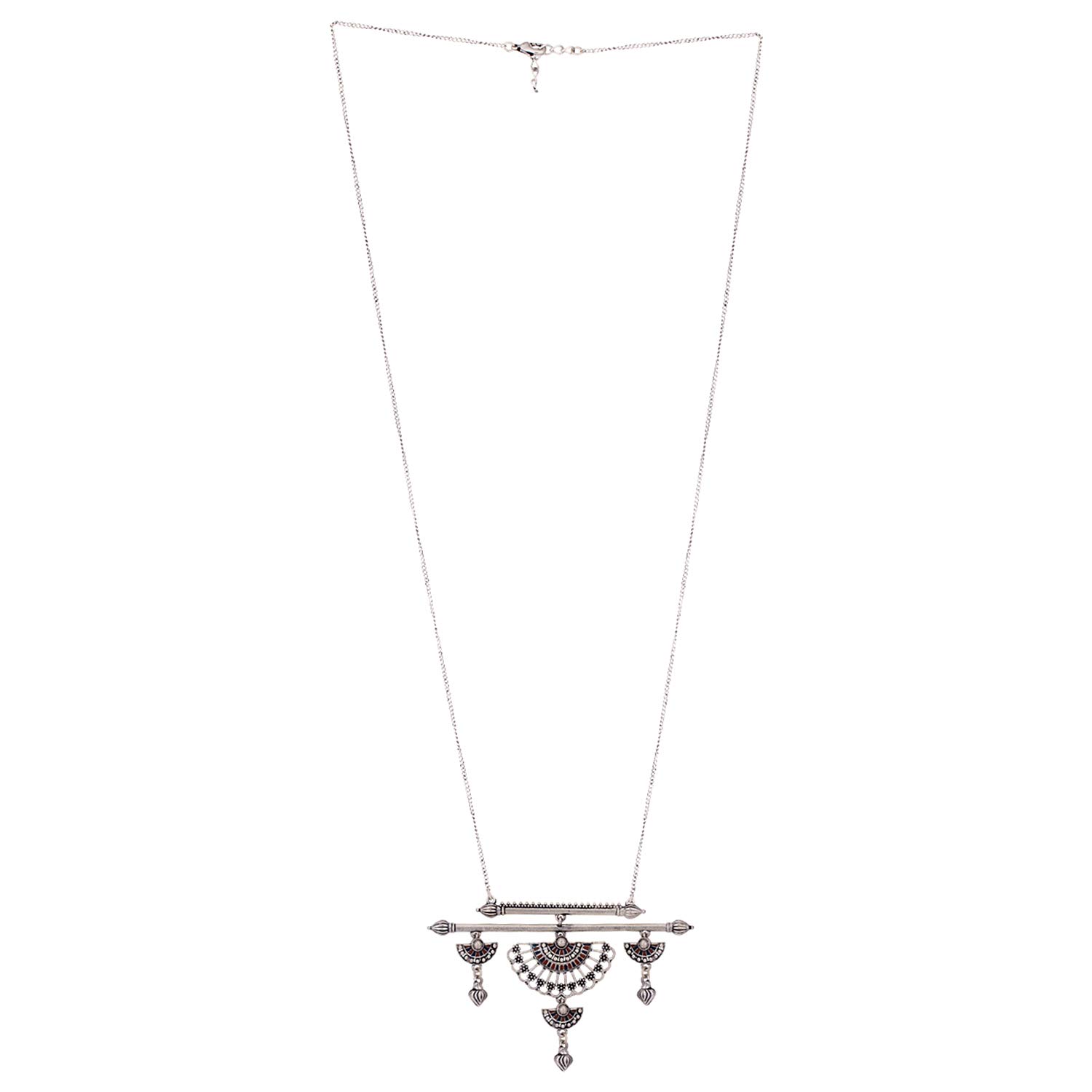 Voylla Oxidised Silver Plating Brass Half Mandala Design Wing Drops Long Necklace Chain for Women and Girls (B07QJZT7VS) Amazon Price History, Amazon Price Tracker