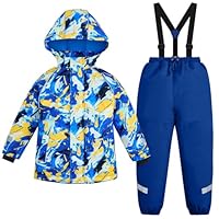 Gogokids Kinder Schneeanzug Split Typ - Kleinkind Wasserdichte Skianzüge mit abnehmbarem Hut und Hose, Thermisch & Atmungsaktiv Stil Skijacke und Hosen Set für Jung Mädchen im Alter von 3-10 Jahren