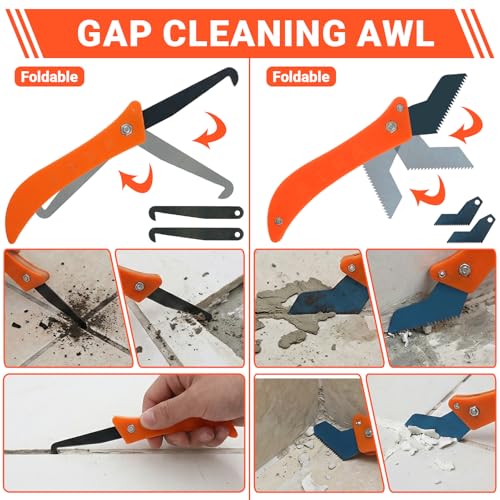 Waylenbo 37-Piece Grout Removal Tool Kit, Tungsten Carbide Blades & Ergonomic Handle, 9-in-1 Grout Saw and Caulk Remover for Bathroom, Shower, Floor Tile Cleaning and Repair by Waylenbo - Image 7