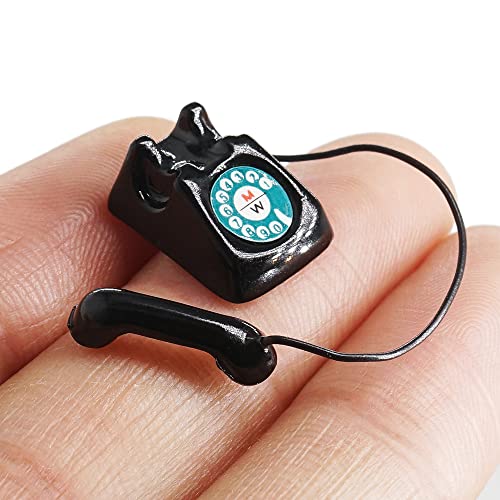 Odoria 1/12 Miniatura Annata Telefono Nero Casa