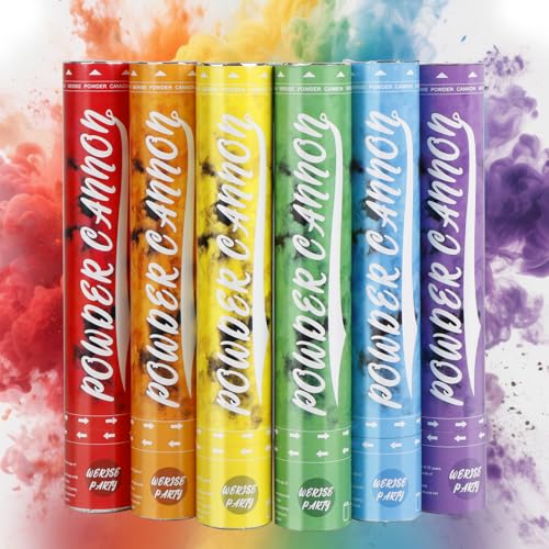 Rainbow Powder Cannon Poppers, WERISE Party Biodegradable Smoke Poppers Cannon 12 Inch Smoke Bombs...