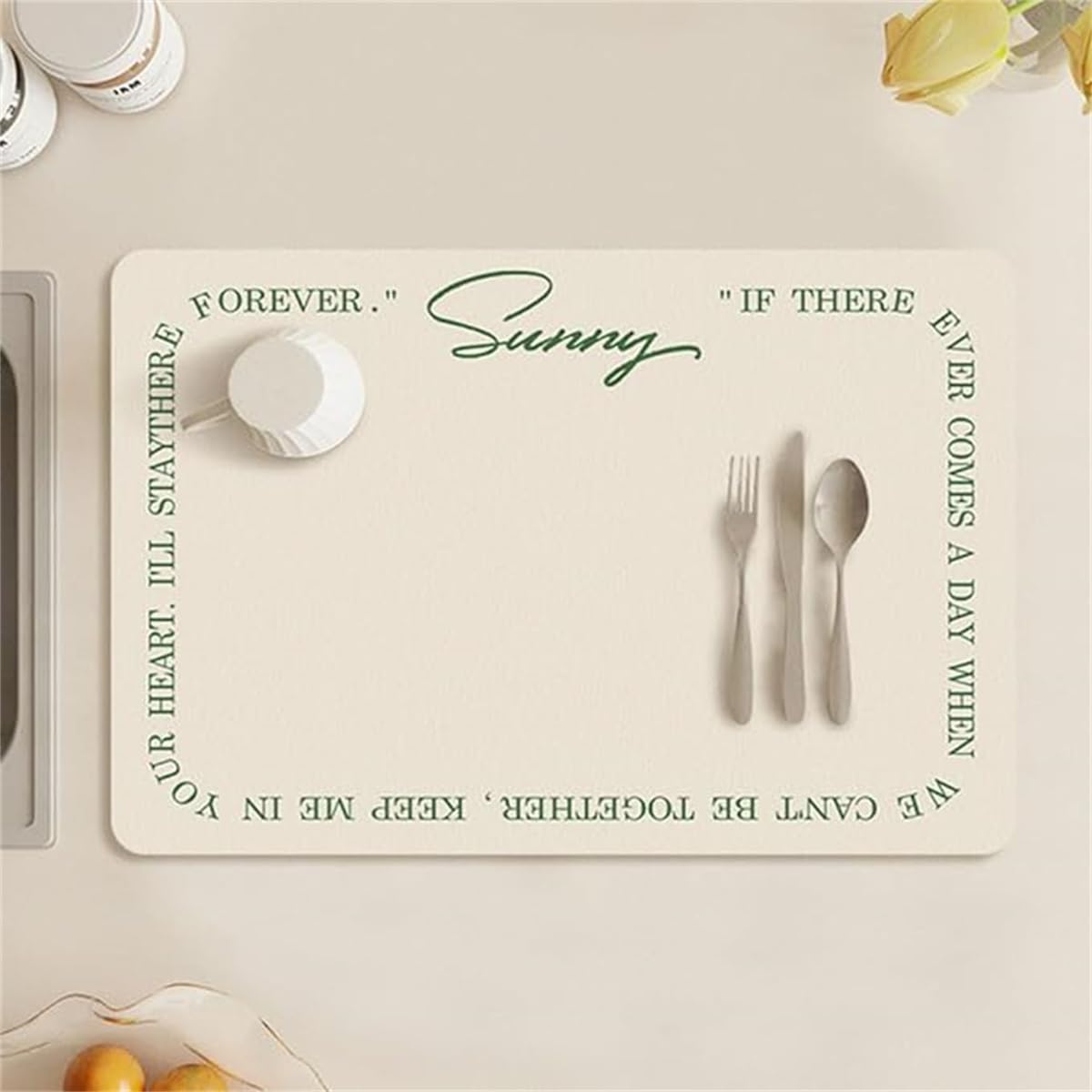 Alfombrilla Escurreplatos Absorbente Con Estampado De Frutas - 30x40 Cm, Ideal Para Encimera De Cocina