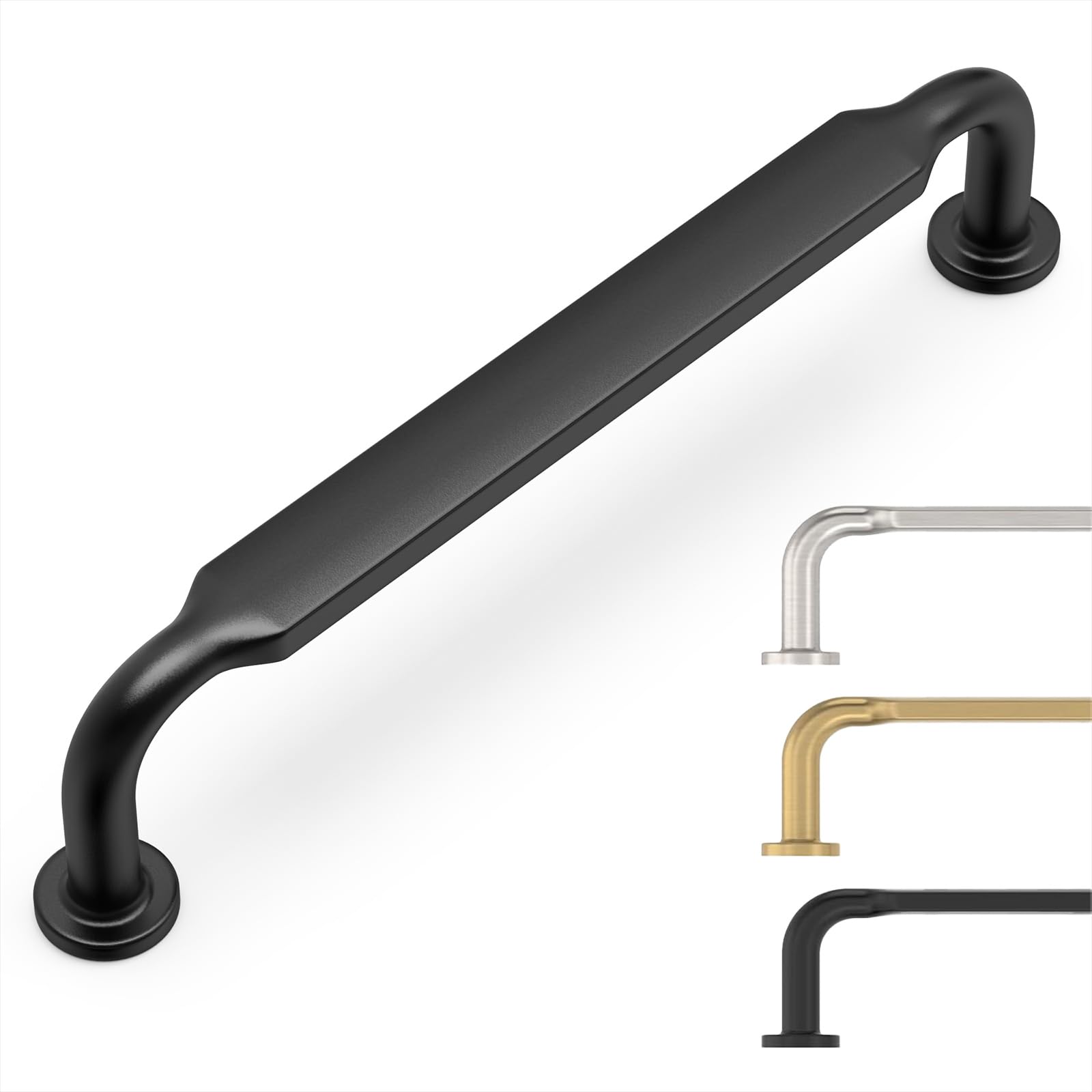 Poignées meuble de cuisine 12,7 cm au design noir mat raffiné pour commodes élégantes