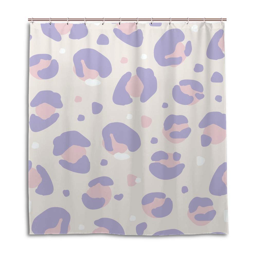 Rideau de douche imprimé léopard violet en polyester Chehongg avec ses 12 crochets inclus