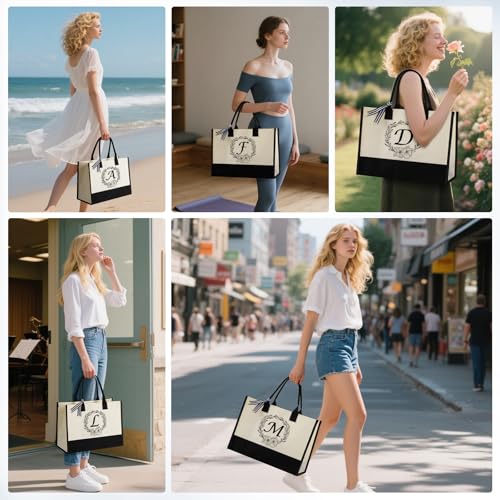 Bolsa Tote de Lona Personalizada con Inicial miniatura 5
