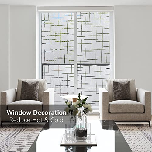 Window Privacy Film Frosted Glass Window Film Static Cling Window Tinting Film For Home Sun Uv Blocking Non-Adhesive Privacy Films Door Window Covering (17.5Inch X 9.8Feet) #TOP4