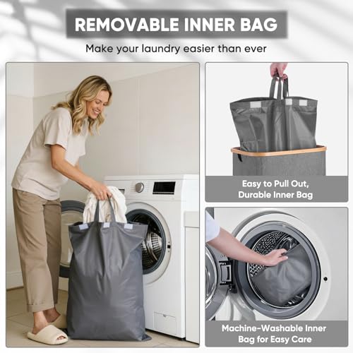 Image of BALEINE 140L Laundry Hamper with Lid, Large Laundry Basket Bin