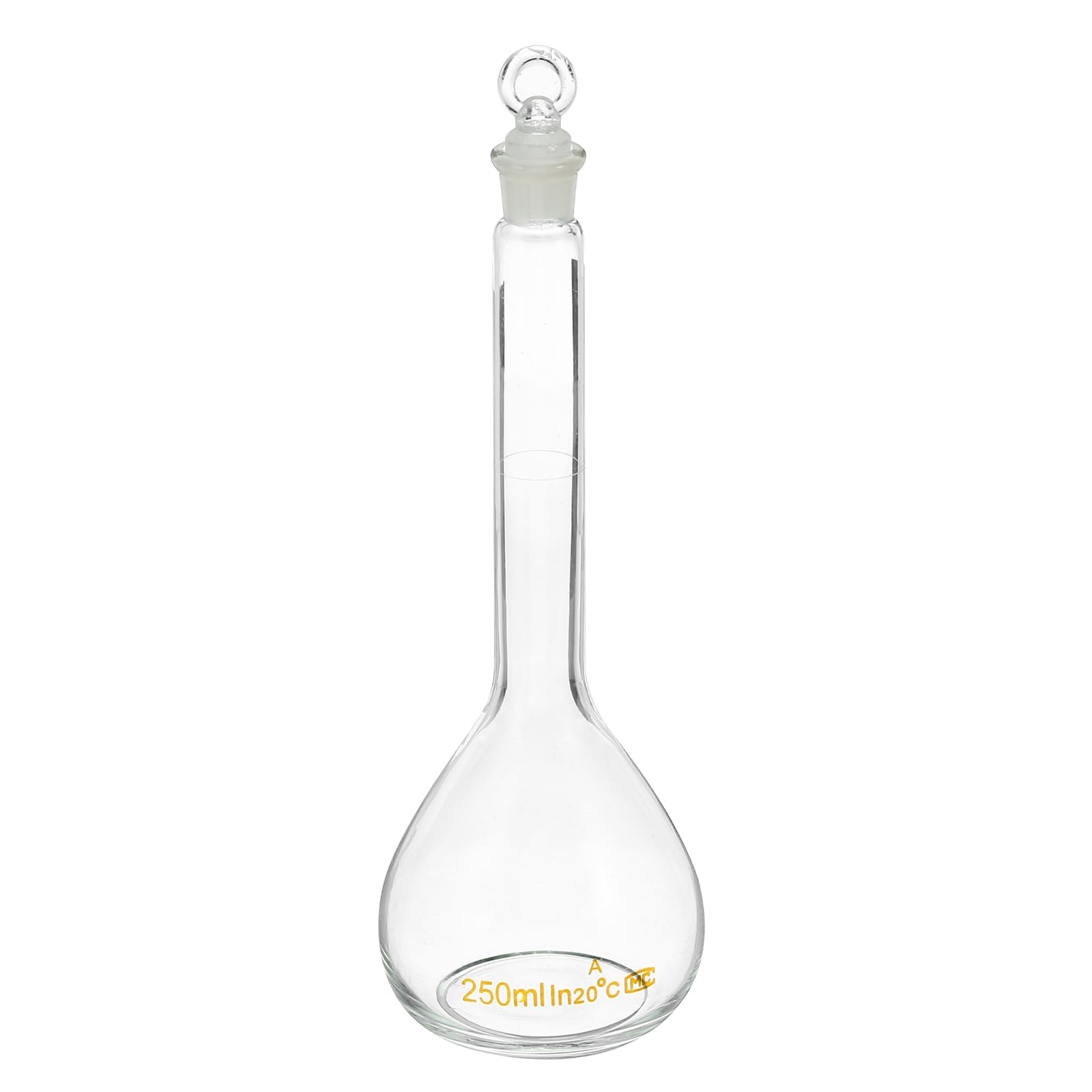 PATIKIL Matraccio Graduato da 250ml, Matraccio Graduato Graduata in Vetro Borosilicato 3.3 con Tappo in Vetro Tolleranza 0.10ml per Esperimenti di Laboratorio, Trasparente