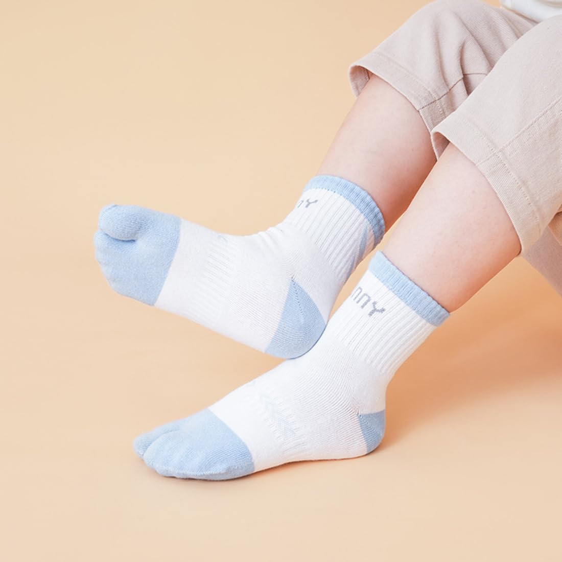 Lot de 5 paires de chaussettes Tabi à bout fendu en coton pour garçons et filles de 6 à 15 ans