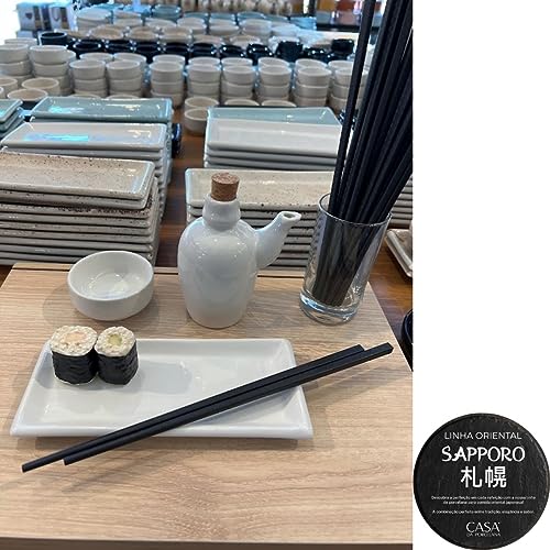 Kit Oriental Para 4 Pessoas Comida Japonesa Branco 9 peças Molheira 60mL