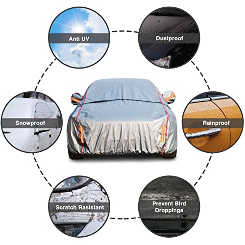 Dinghao CARCOVER Car Cover Waterproof All Weather, 6 Layers Full Exterior Covers With Zipper Cotton, Mirror Pocket. Outdoor Car Cover Uv Snow Rain Wind Dust All Weather Outdoor Protection thumb #6