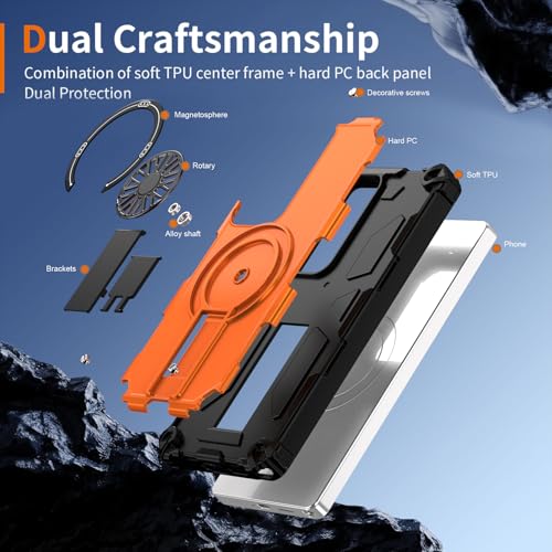 Coque protection Galaxy S25 Ultra antichoc compatible MagSafe orange - 6