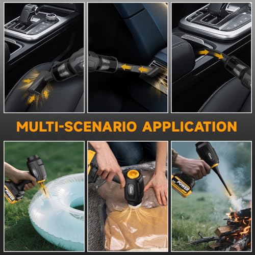 Image of Cordless Car Vacuum Cleaner, 35000pa Powerful Handheld Vacuum & Air Duster with 2 Batteries, Portable Rechargeable Vacuum for Car Detailing, Pet Hair, Home & Office(Yellow)