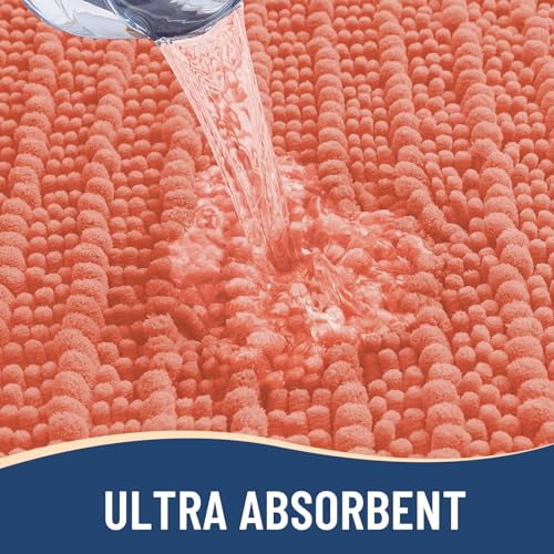 Image of Arotive Luxury Bathroom Ruuner Rugs 60x24, Extra Soft Thick Absorbent Shaggy Chenille Bath Rugs, Machine Wash Dry, Bath Mats for Bathroom Floor, Tub and Shower, Home Decor Accessories, Coral