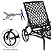 VINGLI Cast Aluminum Outdoor Chaise Lounge Chair with Wheels, Patio Chaise Lounge with 3-Position Adjustable Backrest, Outdoor Tanning Chair Patio Lounge Chair (Black, Without Cushion)