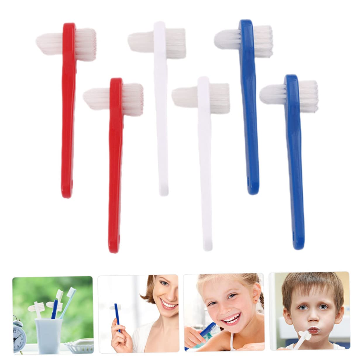 Ipetboom 30pezzi Spazzolino Per Denti Adulto Doppia Testa Per Pulizia Protesi Dentali Manico Ergonomico e Testina Angolata