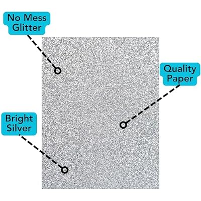 Iconikal Silver Glitter Cardstock, 24 Sheets, 8.5 x 11 Inches, No-Mess, Heavyweight Sparkle Paper for Crafts, Scrapbooking, Invitations & Party Decor