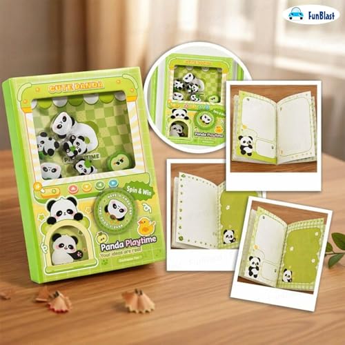 Image of FunBlast Kawaii Diary for Kids - Pack of 1 Pocket Diary with Spin Game, A6 Size Mini Notebook, 80 Sheets Compact Journal for Notes, Memo Notepad, Small Pocket Journals for Writing, Travel (Panda)