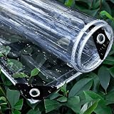Telone Trasparente con Occhielli 100 x 200 cm Impermeabile, Resistente Agli Strappi, Pvc Telone Protettivo 400G/㎡ per Auto, Barche, Piscina, Giardino, Bianco