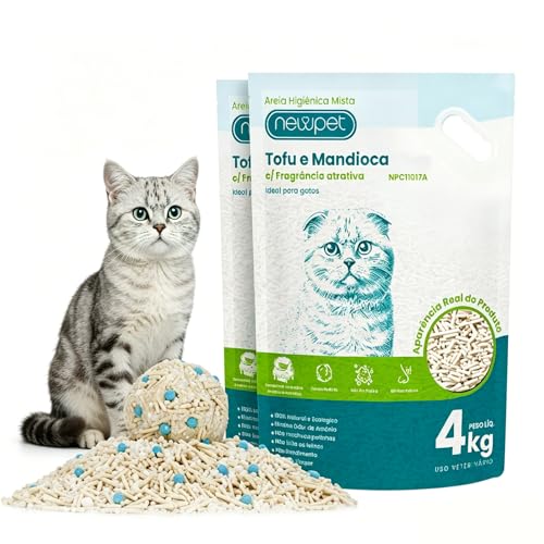 NEWPET Areia Higienica, Areia Bionature+Areia Tofu, Areia Para Gato Biodegradavel 4KG (1)