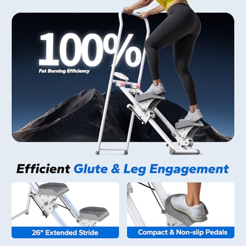 Image of MERACH Stair Stepper for Home Gym Exercise, New Version Stairmaster for Full-Body Workout, Compact Folding Stair Climber with Extended Step Range, Adjustable Handlebar /Pedal