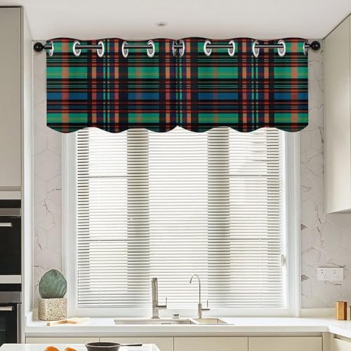 Cortinas opacas a rayas a cuadros para ventanas de dormitorio de 52x18.1 4