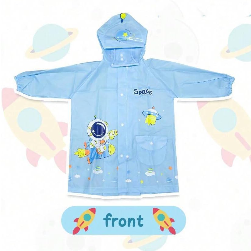 Image of Bold N Elegant 3D Kids Cartoon Soft Luxurious Waterproof Raincoat Rain Jacket Rain Suit with Backpack Space and a complimatory Storage Pouch for Kids Boys n Girls