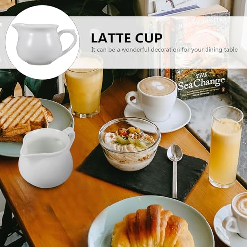 Cabilock 3pcs Milk Frothing Pitcher Jug, Ceramic Gravy Boat, Coffee Cream Separator for Salad Dressings Milk Creamer Broth Black Pepper White - Image 5