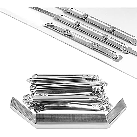XAVSWRDE 50 Packs Filing Strip Fastener Filing Clip 80 mm Acco Fasteners Office Metal Filing Paper Fastener Clips Premium Prong Fastener Storage for Standard 2-Hole Punch, 50mm Capacity Cover